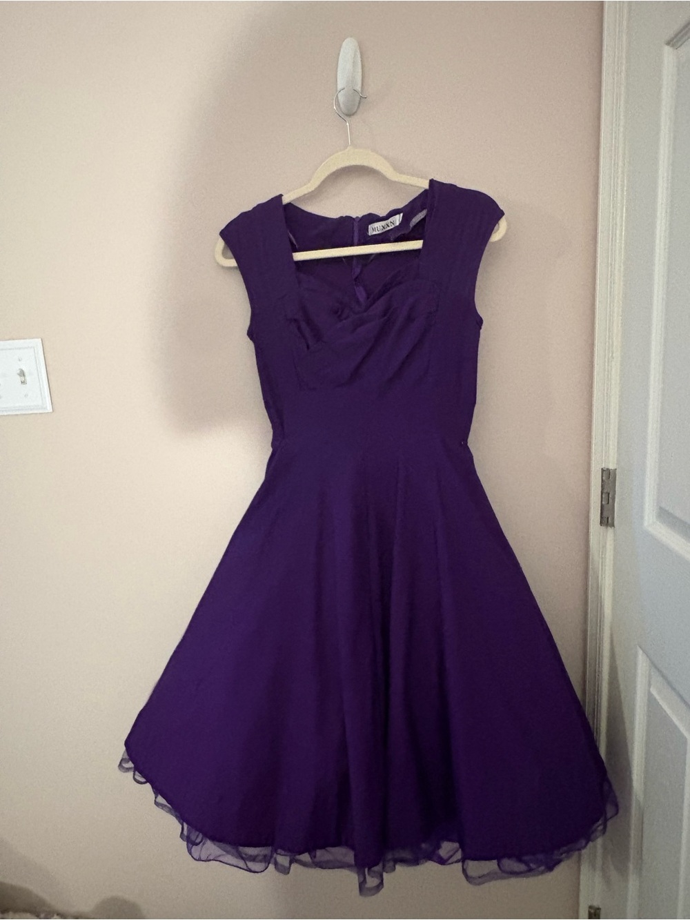 MUXXN Purple Vintage Fit Flare Cocktail Dress XL w Petticoat Rockabilly